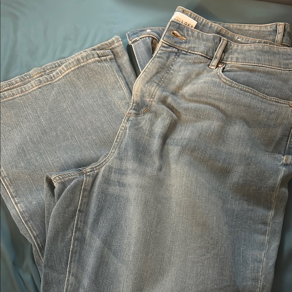 LOFT Light Blue Curvy High Waist Kick Crop Jeans